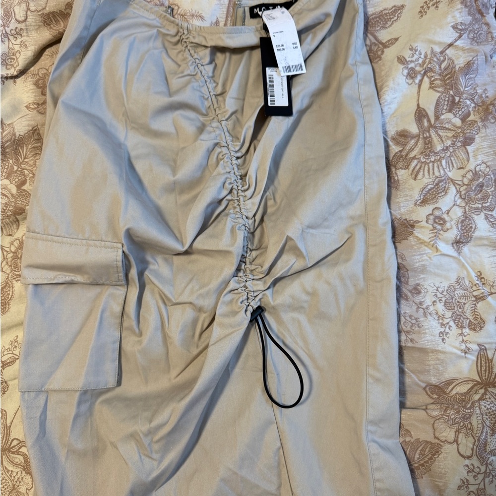 Motel Rocks Cream Skirt with Ruched Design urban outfitters